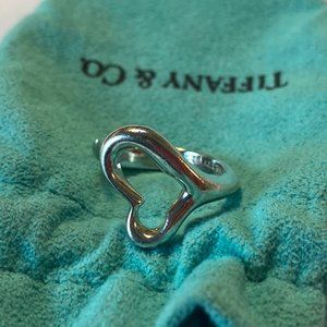 Tiffany & Co. Silver Elsa Peretti Loving Open Heart Ring Size 6
